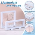 thumbnail image 3 of Uxcell 2 Pcs 3D Floating Display Case, 7.1 x 2.8 x 0.8 Inch Floating Frame Display Holder Stand, Transparent PE Jewelry Storage Box, White, 3 of 6