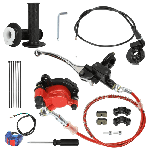 Mini Bike Hydraulic Brake Kit Compatible with Baja DB30 Doodle Bug Blitz Dirt Racer Predator 79cc 97cc 2.5HP Parts with Minibike Throttle Assembly Kit 7/8 Handlebar
