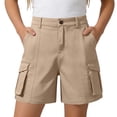thumbnail image 2 of YMNXA Kids Boys Girls Cargo Shorts Button Elastic Waist Solid Color Wide Leg School Uniforms Stretch Shorts With Pockets For Everyday Wear,Khaki,9-10 Years, 2 of 8