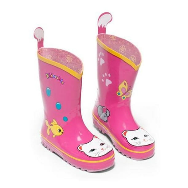 Kidorable Kidorable Little Girls Pink Lucky Cat Print Rubber Rain