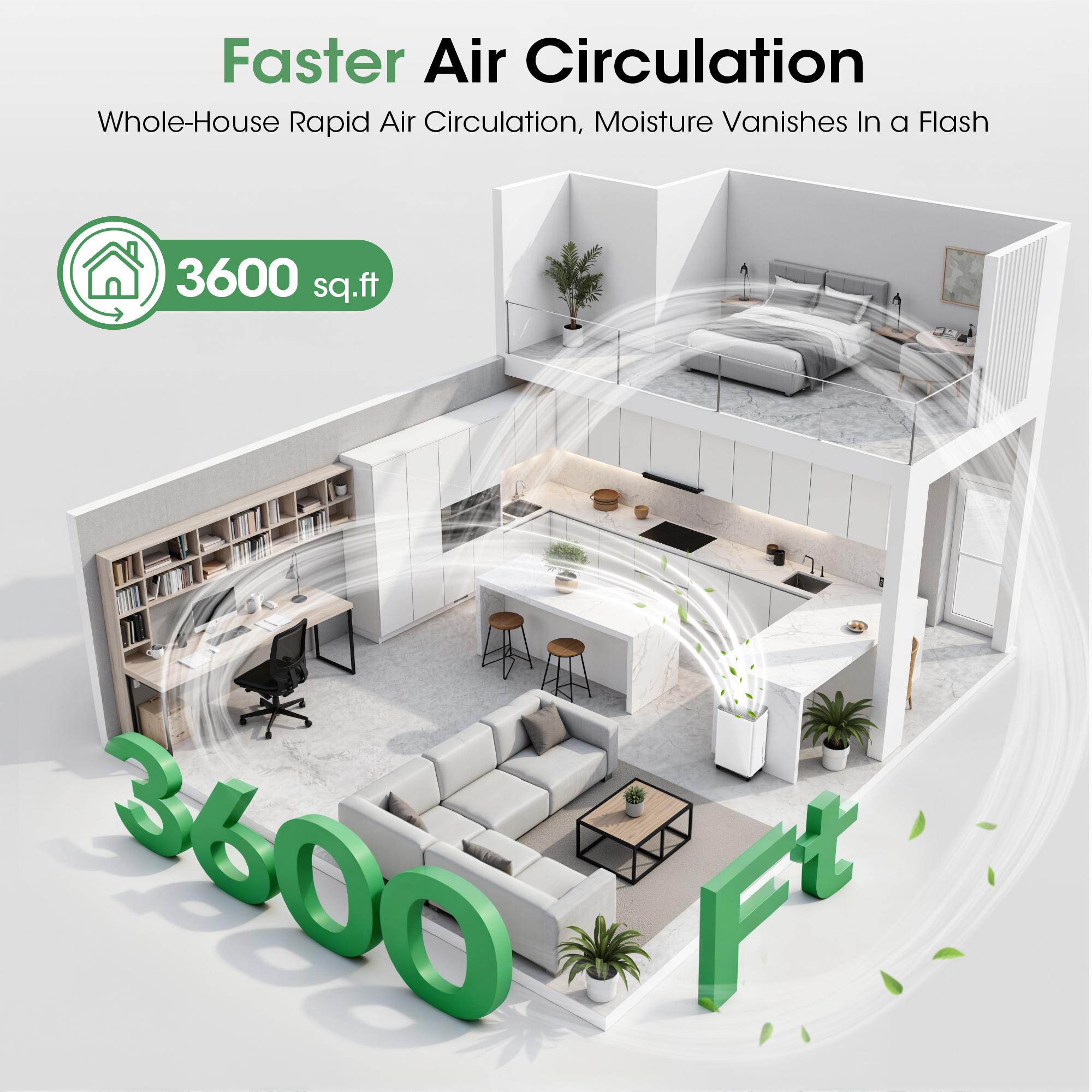 Patiosunny Smart Dehumidifier, Smart App WiFi Control, 24 H Timer, Auto-Defrost, Child Lock & Drain Hose Included, Ideal for Living Rooms, Bathrooms, Bedrooms, and Garages