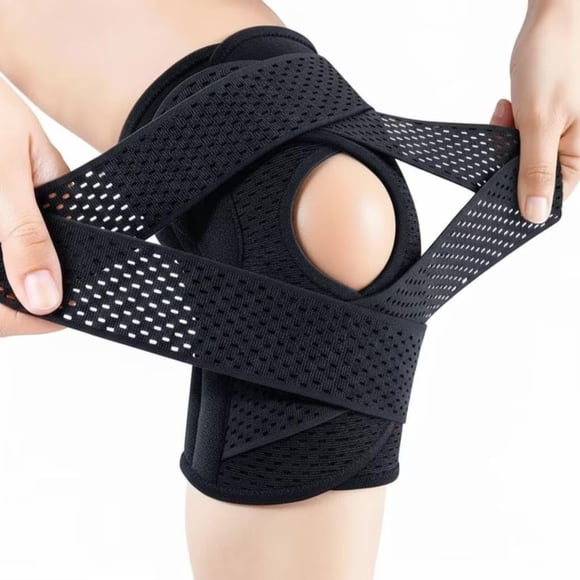 Attelle de Ménisque Originale, Attelle de Genou avec Stabilisateurs Latéraux pour Déchirure du Ménisque, Soutien de Genou Respirant à Compression pour Douleur au Genou (Noir)
