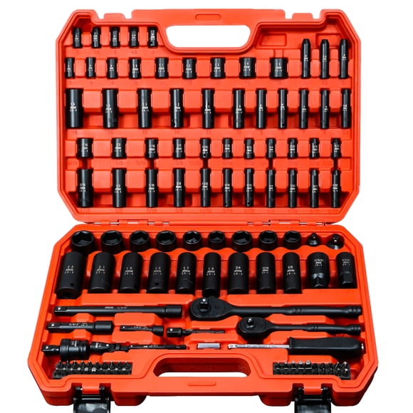 Juego de dados AMM de 123 piezas, encastre de 1/4" y 3/8", métricos y SAE