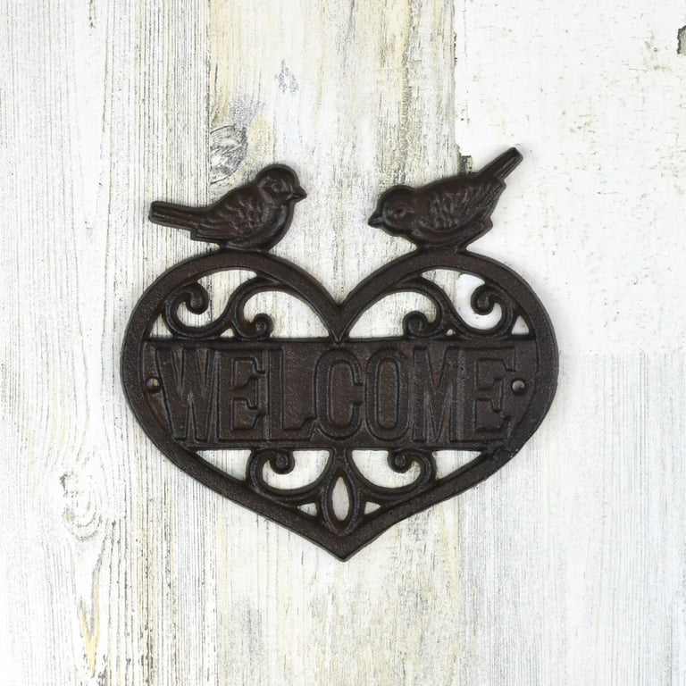 Rustic Metal Love Birds Welcome Heart Door Sign Wall Art Front Porch Home Decor Rustic Metal Love Birds Welcome Heart Door Sign Wall Art Front Porch Home Decor