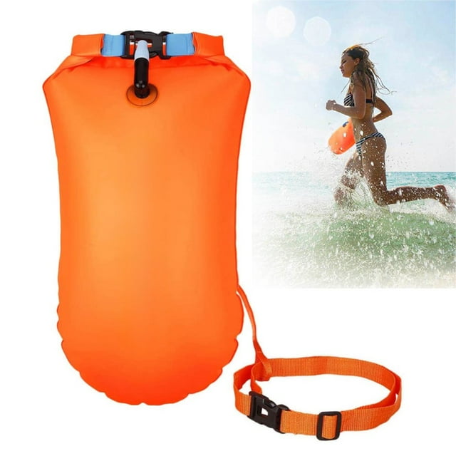 HLONK Swim Buoy 15L Waterproof Dry Bag Swim Safety Float PVC Inflatable Swim Buoy Bags In Yellow for Open Water