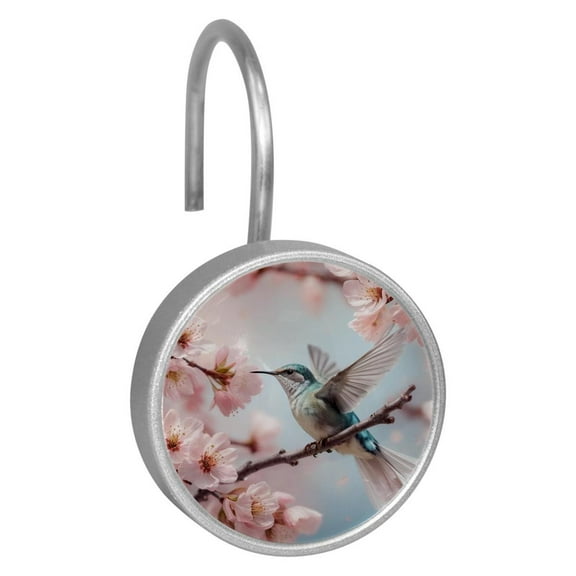 HemaKayy 12 Pcs Shower Curtain Hooks Bathroom Decorative Accessories the landing hummingbird