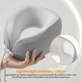 thumbnail image 6 of Memory Foam Travel Neck Pillow with Adjustable Buckle, Ergonomic 360° Chin Support for Airplane Long Flights, Washable Ice Silk Cover, Portable Neck Pillow for Travel, Gray, 6 of 8