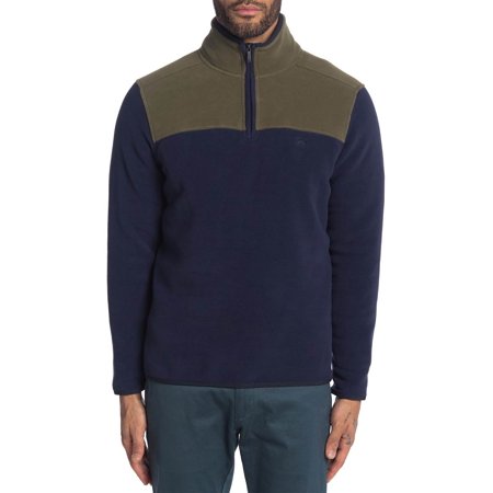 Brooks Brothers Mens Colorblock Quarter Zip Polar Fleece Pullover S Navy/Green