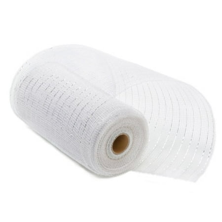 Polished Mesh - Metallic Mesh White Metallic Iridescent Foil 6Inx10Yd