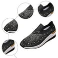 thumbnail image 5 of Womens Sparkly Butterfly Rhinestones Platform Wedge Walking Shoes Bling Fall Knit Slip on Socks Casual Tennis Work Loafer Sneakers, 5 of 7