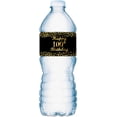 thumbnail image 2 of 100th Birthday Black Water Bottle Labels; Set of 20 Waterproof Water Bottle Wrappers; Gold and Black Stickers. Happy Birthday Labels, 2 of 4