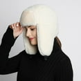 thumbnail image 3 of 1PC Hat White Polyester Ladies Winter Plush Fake Thick Hat Ear Protectors Warm Plush Hat, 3 of 8