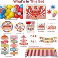 thumbnail image 2 of 302 PCS Circus Theme Party Decorations, All-in-One Carnival Theme Party Decorations Set with 25pcs Plates, Napkins, Tablecloths, Banner, Balloon Arch Circus Party Decorations for Girl & Boy, 2 of 8