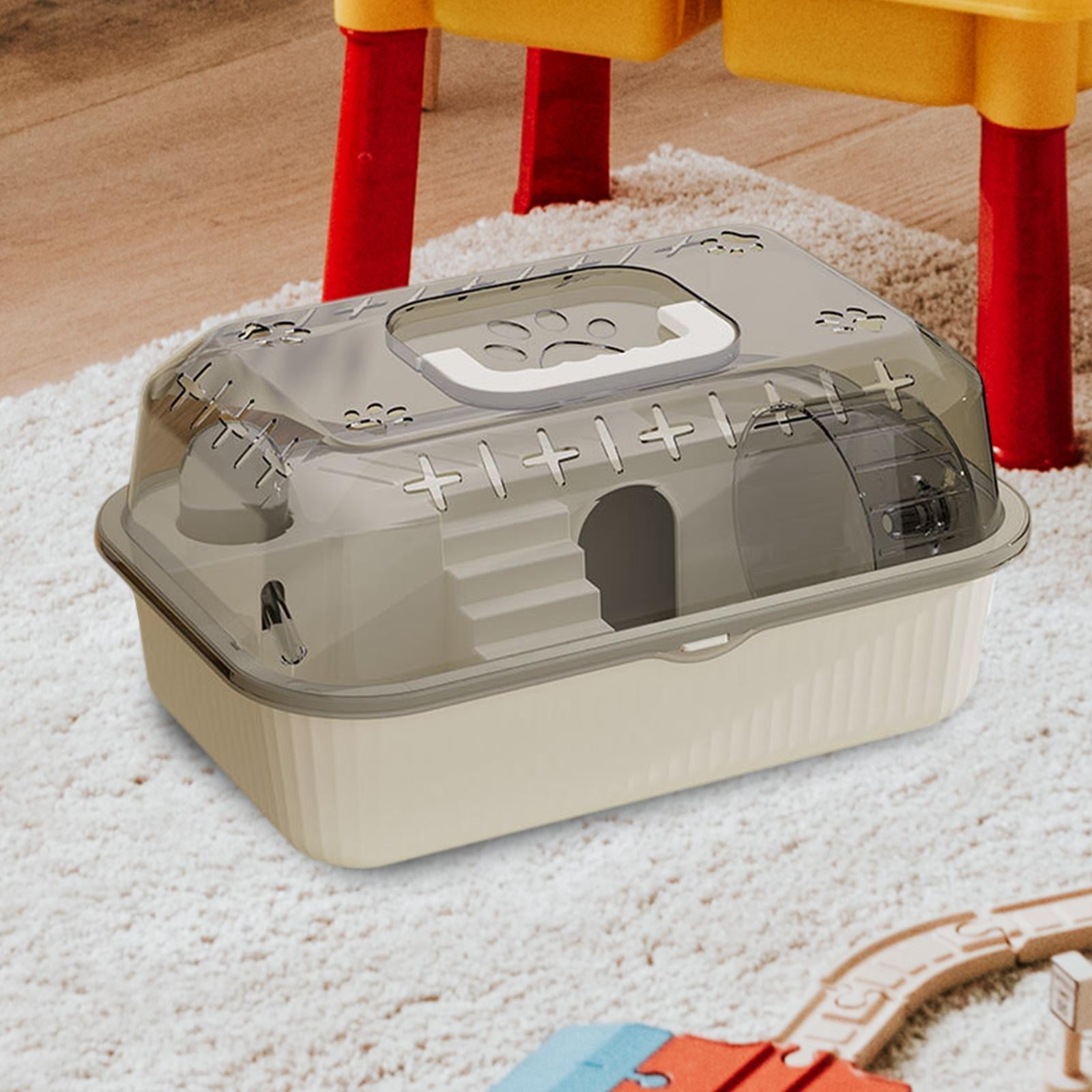 balikha Travel Transparent Hamster House Hamster Carry Case Cage Ventilation Portable Hamster Cage for Guinea Pigs Rats Small Animals Beige
