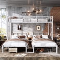 thumbnail image 2 of Bellemave Triple Bunk Bed Frame,3 Twin Size Bunk Bed Can Be Separated into 3 Single Beds for Bedroom，Metal Triple Bed Built-in Shelves for 3 (White), 2 of 9