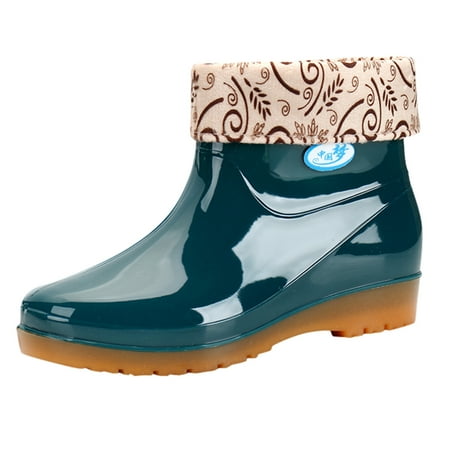 

Puntoco Women S Winter Boots Clearance Women S Flats Non-Slip Round Toe Athletic Shoes Waterproof Galoshes Rain Boots Green
