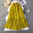 thumbnail image 7 of HOXZODT Women’s High Waist Tiered Maxi Skirt Casual Long Skirt with Belt, Dark Green, 7 of 7