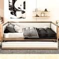 thumbnail image 2 of Full-size Linen Upholstered Daybed with Trundle and Wood Frame | Create Space for Overnight Visitors | Strong and Stable Sleep Platform, 2 of 2