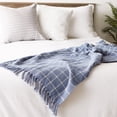 thumbnail image 4 of DII Cotton Checked Plaid Throw Blanket, 50x60-inch, Stonewash Blue, 4 of 4