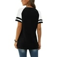 thumbnail image 6 of TEMOFON Womens Fashion Summer T-shirt Color Block Shirts for Women Going Out Tops for Woman Black Tee, 6 of 6
