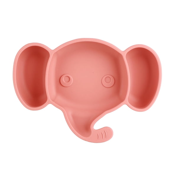 BOKYAN Silicone Elephant Suction Plate – Self‑Feeding Baby Dish, Odorless, Safe, Divided, Dishwasher & Microwave Safe, 6 Months, Brownish‑Red