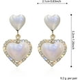 thumbnail image 6 of Pearl Heart Tassel Studs Earrings Pearl Heart Drop Huggie Hoop Earrings Birthday Valentine Mother Day Christmas Jewelry, 6 of 16