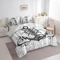 thumbnail image 4 of Homewish Cartoon Rudder Anchor Bedding Comforter Set 7pcs, White Black King Bedding Sets, Nautical Marine Theme Reversible Bed Sheets, Ultra Soft Bedroom Decor, 4 of 8