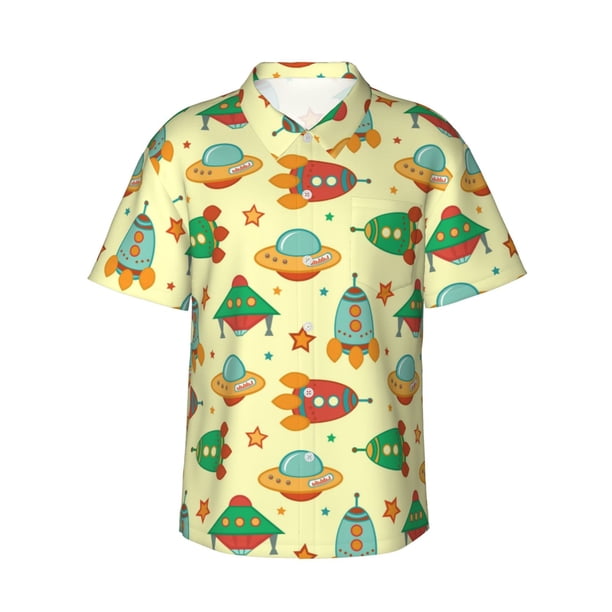 Fotbe Colorful Outer Space Camisa Hawaiana para Hombre Unisex – Camisa Casual de Verano con Botones de Manga Corta de Algodón y Lino,XX-Large