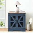 thumbnail image 2 of Farmhouse Nightstand with Charging Station Set of 2, Side Table with Barn Door and Storage, Rustic Wood Bedside Table, End Table for Living Room and Bedroom, Blue, 2 of 15