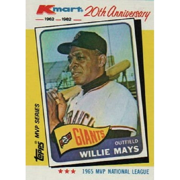 Willie Mays 1982 Topps Kmart 20th Anniversary Baseball Card #8 (1965)