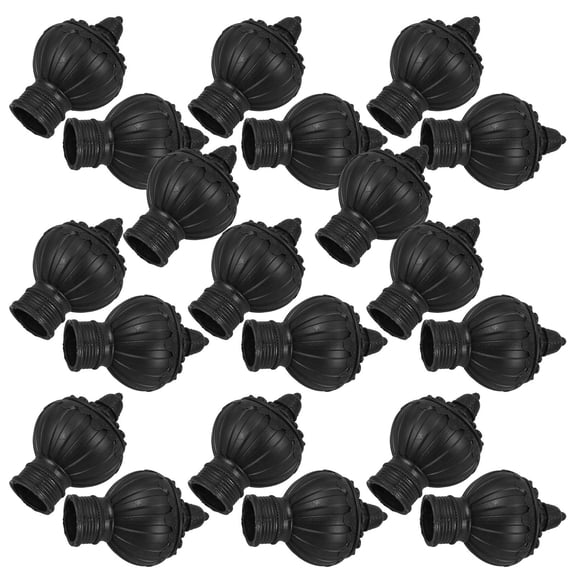 Mobestech 20Pcs Easy Install Black Curtain Rod Cap Finials Decorative Ends for Home Drapery Rods