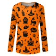 thumbnail image 7 of IYYVV Womens Halloween Shirts Long Sleeve Crewneck Casual Dressy Tops Funny Ghost Pumpkin Graphic Halloween Fall Fashion Top Yellow 2XL, 7 of 7