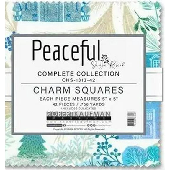 5" Charm Pack Squares - Peaceful Complete Collection by Sanja Rescek for Robert Kaufman Fabric Bundle Quilter's Cotton Precuts (CHS-1313-42) M532.57