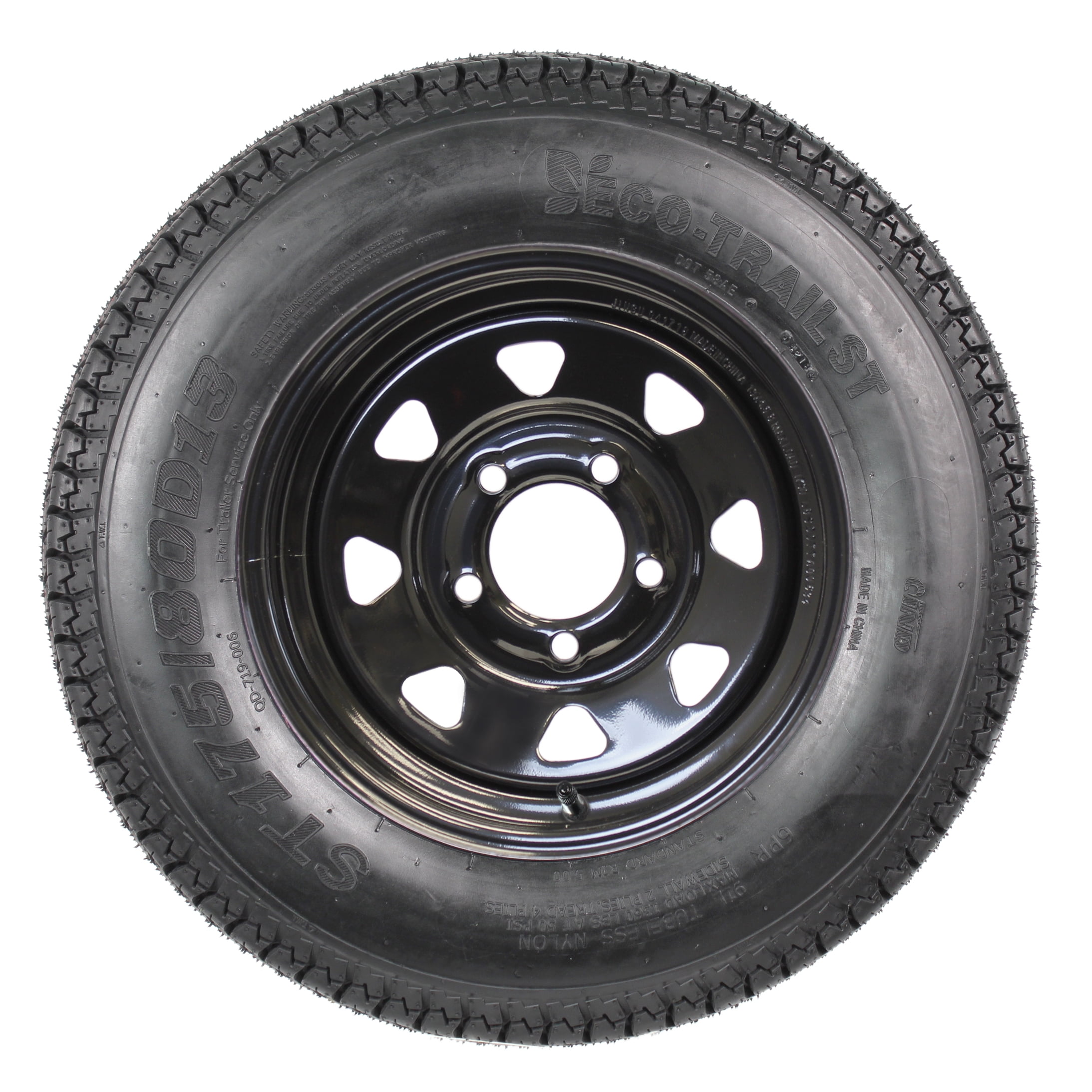 Set of 13 Trailer Tires & RimsST175/80D13 ST175/80D-13 6PR H188 5 Lug White Spoke Steel Wheel 2 