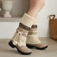 thumbnail image 1 of Botas de mujer Botas de nieve sin cordones Botas de algodón de terciopelo Zapatos cálidos de algodón sólido Pelota de felpa Botas de caballero étnicas Wmkox8yii ghj1215, 1 of 5