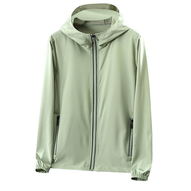 Weiqiqre Mens Lightweight Running Jacket Sun Protection Top Solid Color Long Sleeved Hooded Top