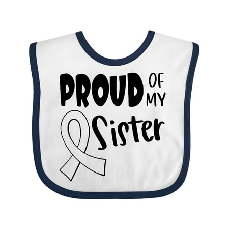 

Inktastic Proud of my Sister Blindness Awareness White Ribbon Gift Baby Boy or Baby Girl Bib