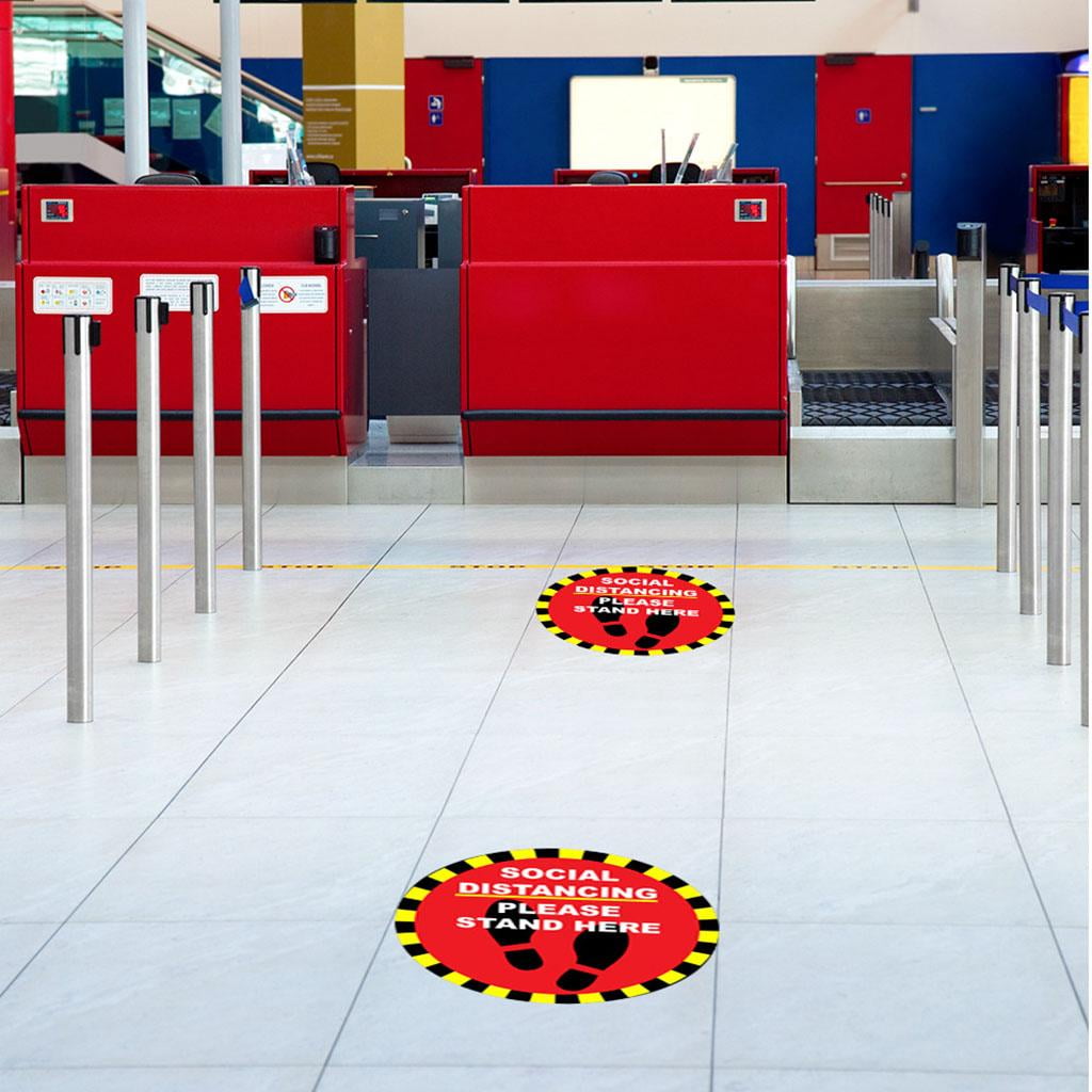 X4 Floor Vinyl Social Distancing Signs Stickers.Supermarket Pharmacy Stay Safe. 