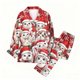 thumbnail image 4 of Puyaiuu Women 2 Piece Christmas Satin Pajama Set Cute Print Long Shirt Loose Shorts Matching Set Loungewear Gift, 4 of 5