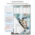 thumbnail image 2 of No Hook Shower Curtains with Snap-in Liner Set, Teal Sea Turtle Coastal Waterproof Hotel Style Bathroom Shower Curtain, Summer Beach Nautical Coral Breathable Mesh Top Window Bath Curtains 48''x72'', 2 of 6