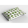 thumbnail image 2 of Ambesonne Vegetable Pillow Sham 2 Pack, Striped Fresh Plant Food, 26"x20", White and Lime Green, 2 of 3