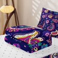 thumbnail image 5 of Erosebridal Vintage Paisley Zipper Queen Comforter Set with Fitted Sheet and 2 Pillowcases, Cute Blossom Zipper Bedding Set, Reversible, Navy Multicolor, Reversible, 5 of 7