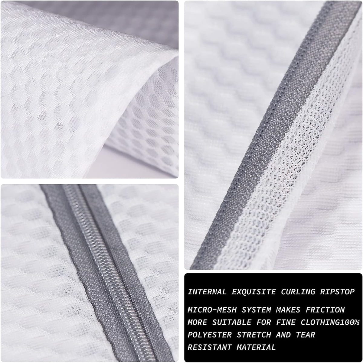 GIXUSIL Mesh Washing Bags for Laundry 3 Pack 10 x 12 inch Small Delicates Socks Lingerie Baby Clothes Wash Machine Net Zipper Bag for Home Dorm Hotel Travel Storage Organizer, White
