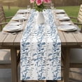 thumbnail image 4 of Navy Blue Grey Botanical Table Runner - 60 Inch Long Spring Floral Summer Farmhouse Cotton and Linen Blended Dress Scarves Farmhouse Table Runner for Kitchen Dining, Coffee Table, 13" x 60", 4 of 8