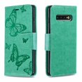 thumbnail image 3 of Allytech Galaxy S10 Case, Slim Fit PU Leather Folio Butterfly Embossed Shockproof Wrist Hand Strap Flip Cards Holder Wallet Case TPU Back Cover for Samsung Galaxy S10,Green, 3 of 8