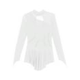 thumbnail image 6 of Yartina Women's Long Sleeve Figure Ice Skating Dress Mesh Rhinestone Roller Skating Lyrical Dance White XL, 6 of 7