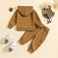 thumbnail image 4 of Boys' Clothing Sets Toddler Boy Christmas Clothes Toddler Baby Boy Clothes, Long Sleeve Solid Hoodies Top+Boys Cargo Joggers 2pcs Fall Winter Outfit Sets Brown 2-3 Years, 4 of 9