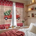 thumbnail image 4 of Red Christmas Truck Sheer Curtains 72 Inches Long, Xmas Tree Snowflake Plaid Wooden Light Filtering Window Curtains for Living Room/Bedroom, Rod Pocket Voile Sheer Curtain Drapes, 52"Wx72"L, 2 Panels, 4 of 9