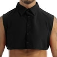 thumbnail image 3 of YONGHS Men Boy Detachable Solid Color Cotton Fake Collar Half Shirt Blouse Dickey Lapel False Collar Black XL, 3 of 7
