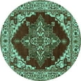 thumbnail image 1 of Ahgly Company Indoor Round Oriental Turquoise Blue Industrial Area Rugs, 8' Round, 1 of 4